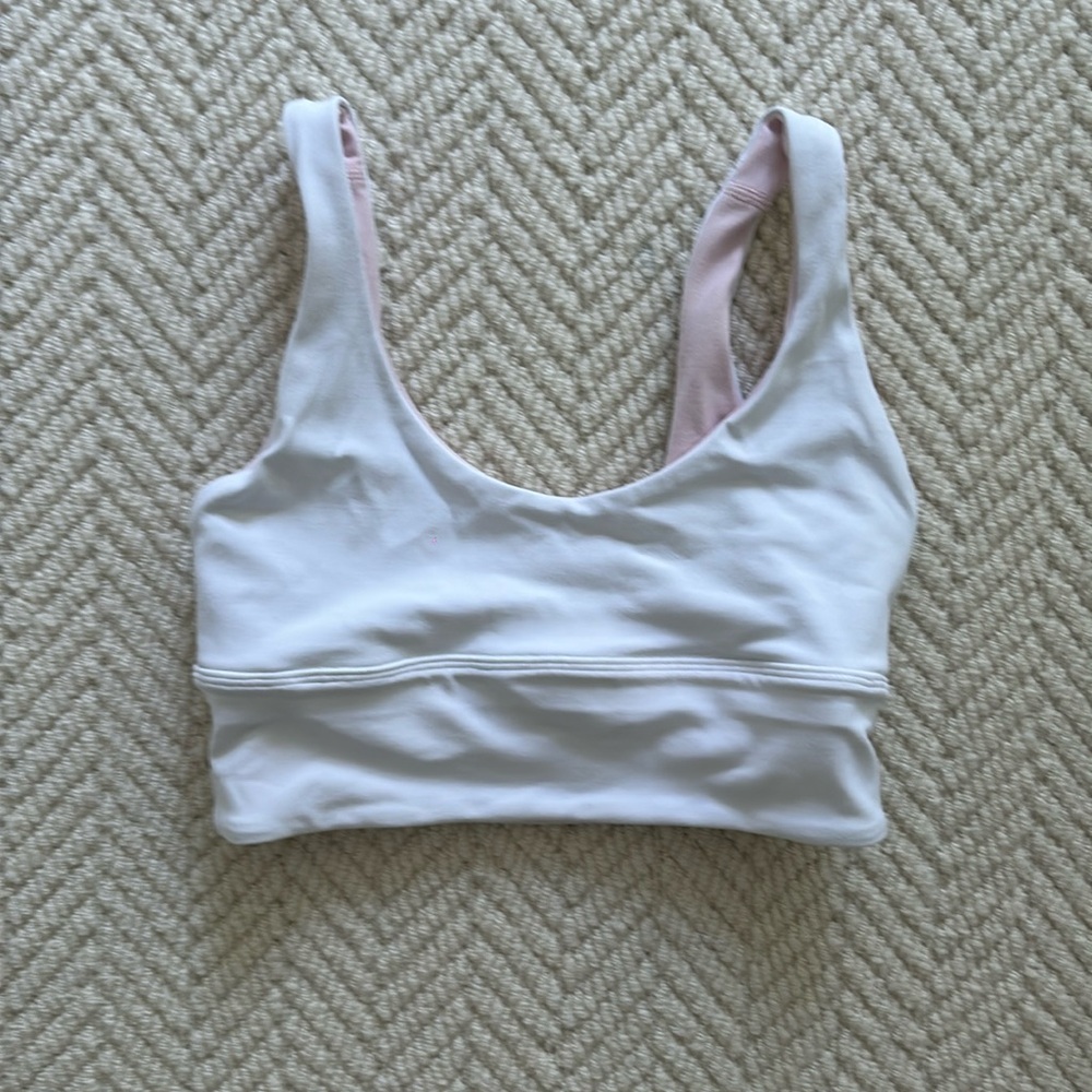 White and pink reverse Lululemon bra